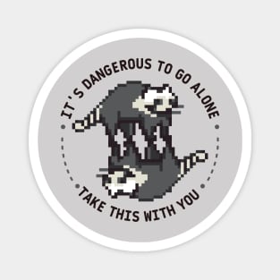 It's dangerous to go alone, take this with you | weird racoon wheel Magnet
